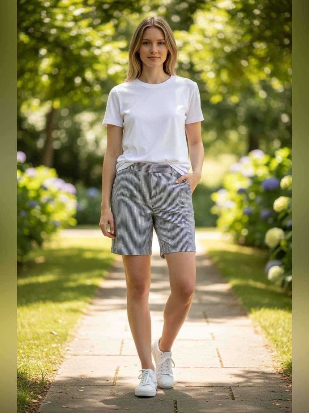 Talbots Black & White Pinstripe Bermuda Shorts
